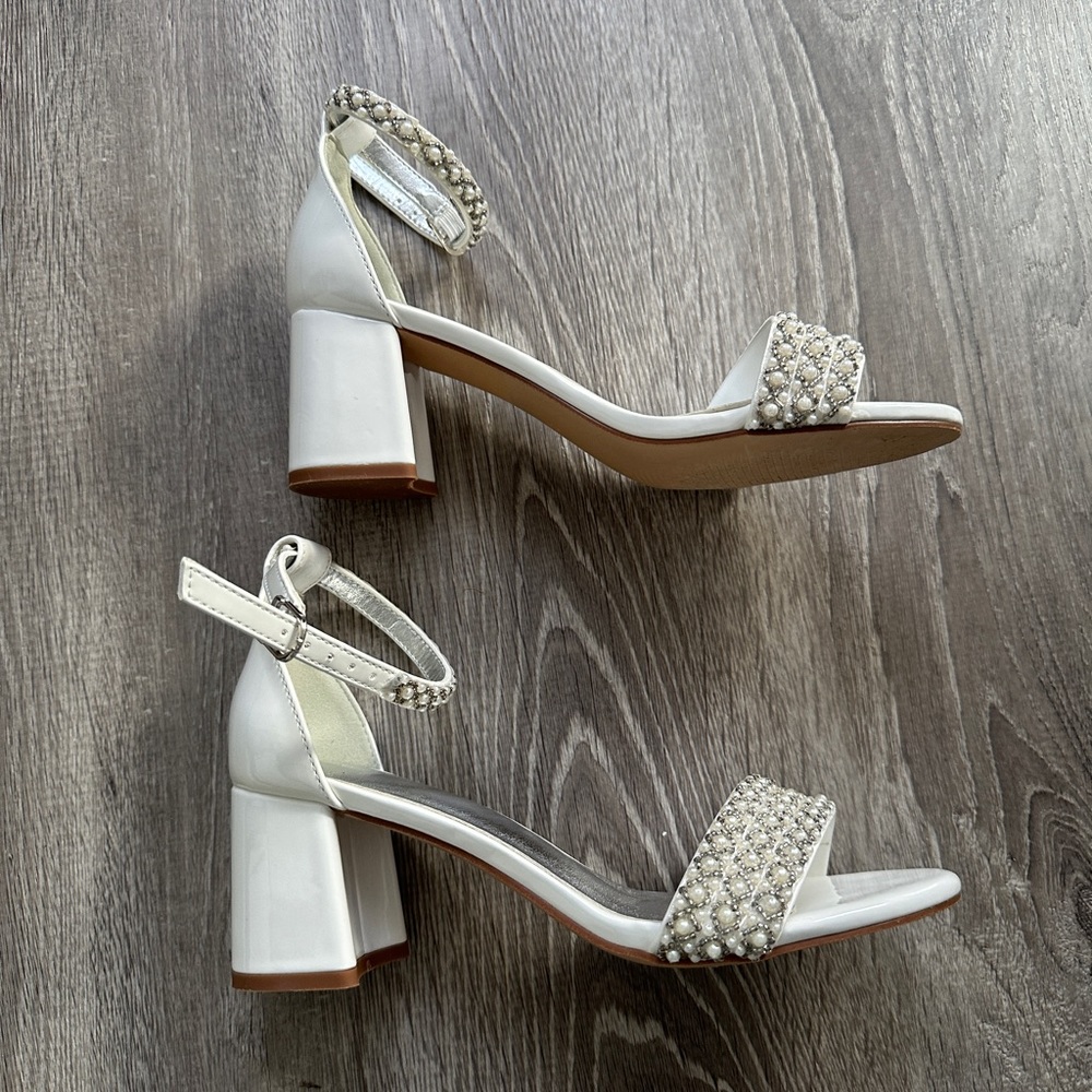 Ivory Pearl Beaded Block Heels